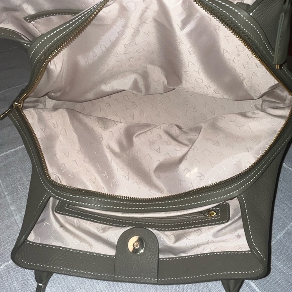 Radley London Leather Tote | Olive Green Pebbled Shoulder Bag - Picture 7 of 8